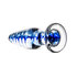 Smalle Glazen Buttplug Met Blauwe Spiraal - Transparant_