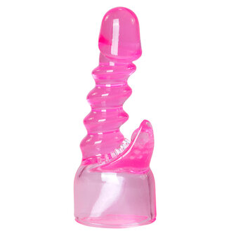 EasyToys Wand Collection &ndash; Geribbeld roze opzetstuk