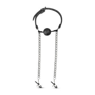 Open Ball Gag Met Tepelklemmen