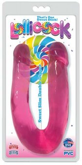 Lollicock - Sweet Slim Double Dipper Dildo - Cherry Ice - 33 cm