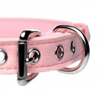 Golden Kitty Collar Met Kattenbelletje - Roze/Zilver