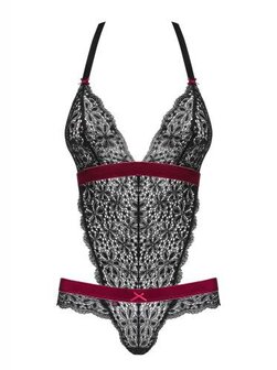 Rossita Kanten Body - Zwart/Rood