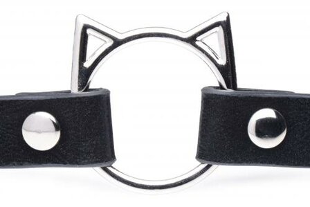 Kinky Kitty Ring Slim Choker - Zwart