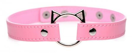 Kinky Kitty Ring Slim Choker - Roze