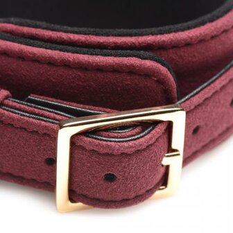 6-delige BDSM Suede Boeienset Met Collar En Riem - Bordeaux