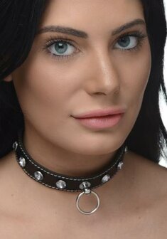 Diamanten Choker Met O-Ring - Zwart