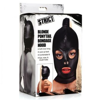 Ponytail Bondage Hood - Zwart