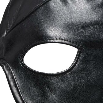 Dungeon Demon Bondage Masker Met Hoorns - Zwart