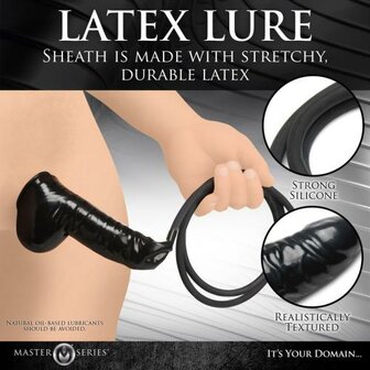 Guzzler Realistische Latex Penis Sleeve Met Slang - Zwart