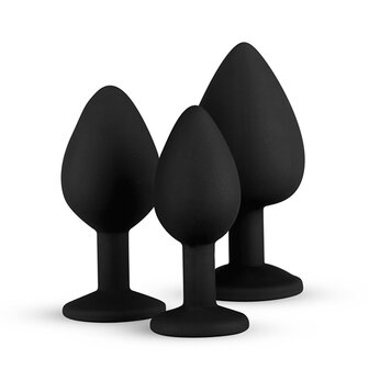 Siliconen Buttplug Met Diamant - Zwart