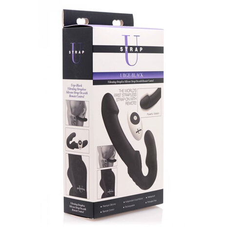 Urge Strapless Strap-On Vibrator - Zwart