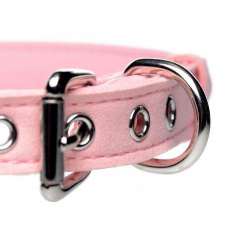 Golden Kitty Collar Met Kattenbelletje - Roze/Zilver