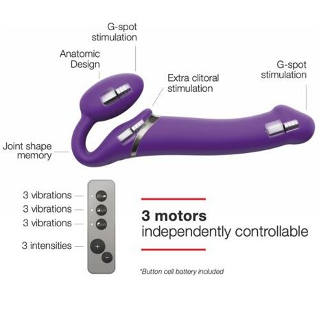 Strap On Me - Strapless Vibrerende Voorbind Dildo - Maat M - Paars