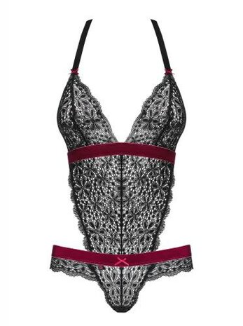 Rossita Kanten Body - Zwart/Rood