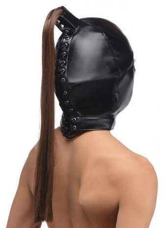 Bondage Hoofd Masker Met Paardenstaart