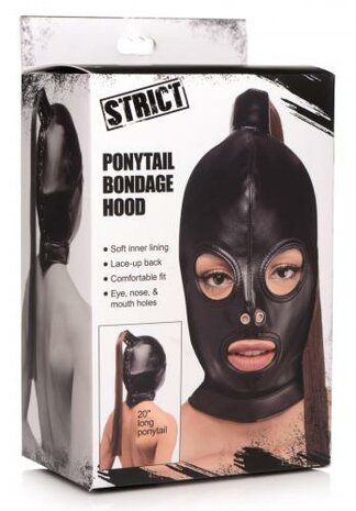 Bondage Hoofd Masker Met Paardenstaart