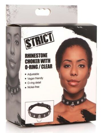 Diamanten Choker Met O-Ring - Zwart