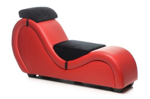 Kinky Seks Sofa Met Boeien en Positie Kussens - Zwart/Rood