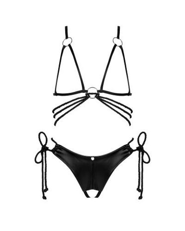 Cordellis- Sexy open cuploos set met open kruis - Zwart