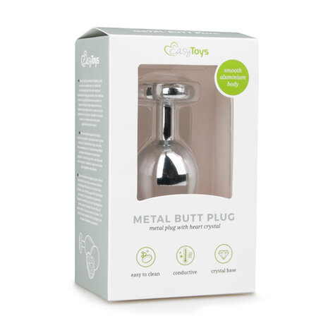 Metalen buttplug met hartje - zilverkleurig