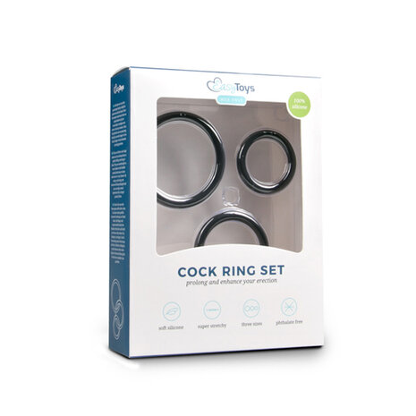 Cockring set - drie maten - zwart