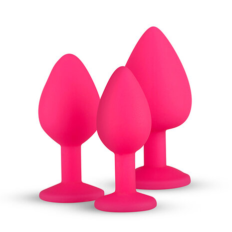 Siliconen Buttplug Met Diamant - Roze