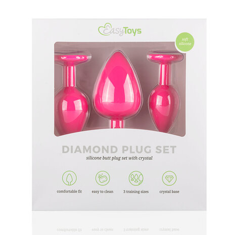 Siliconen Buttplug Met Diamant - Roze